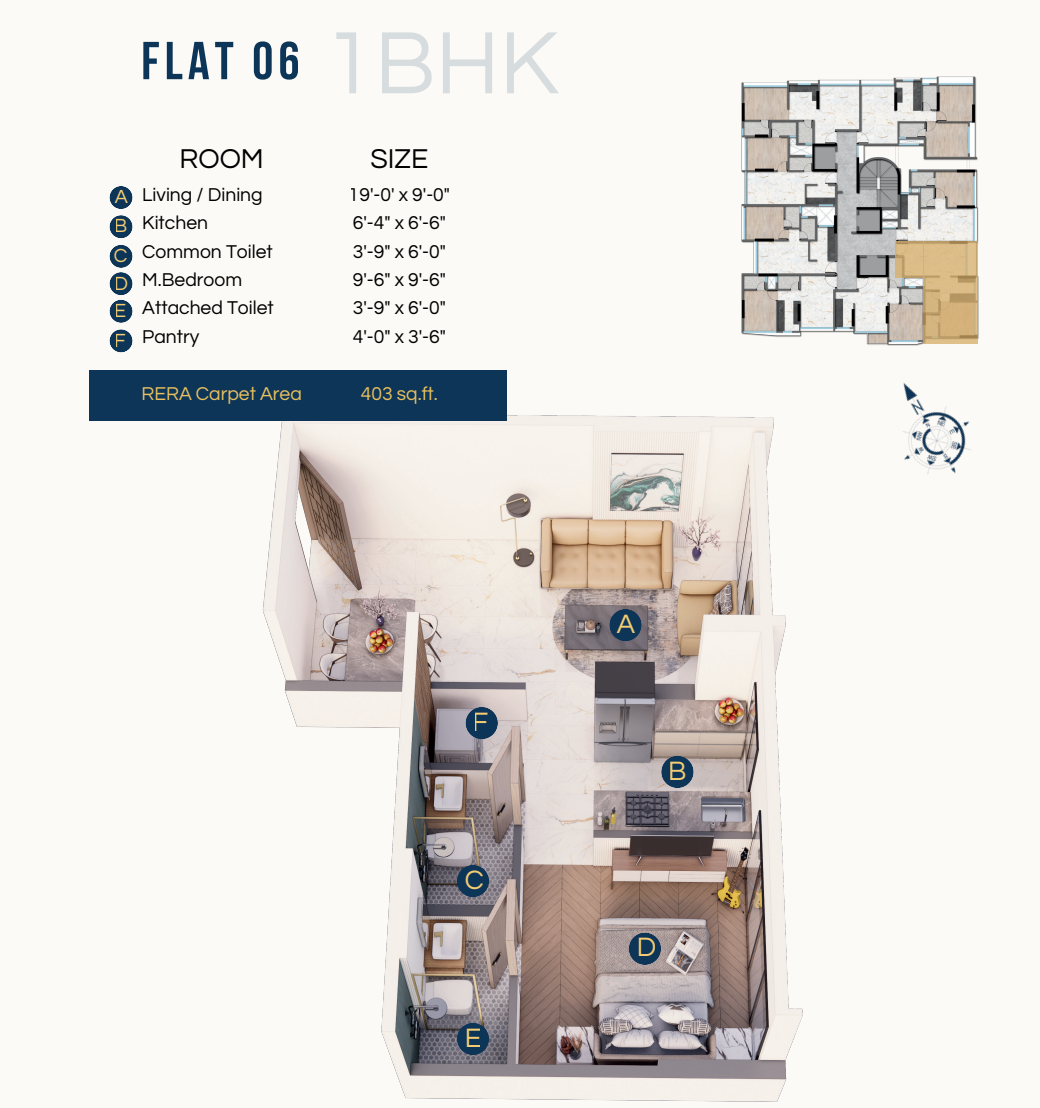 DTG Aurum Jogeshwari east 1bhk rera capert area plan